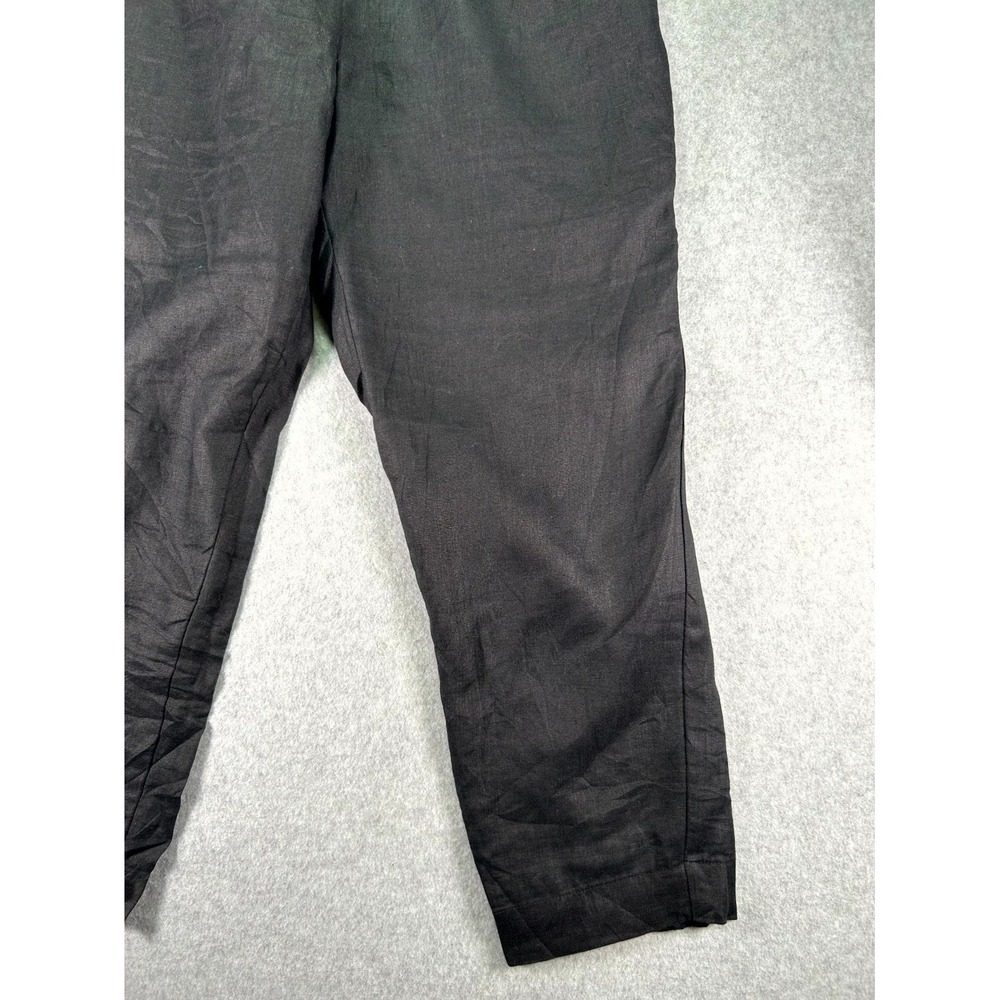 Sisley Linen Pants Women's 8 Black Regular Fit Comfortable High Waisted Pull On - Picture 9 of 16